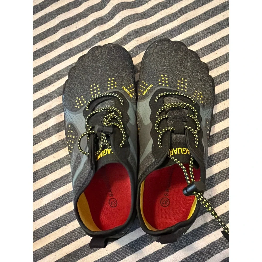 Saguaro Barefoot Shoes Black Yellow Minimalist Trail Runners Water Shoes EU 37